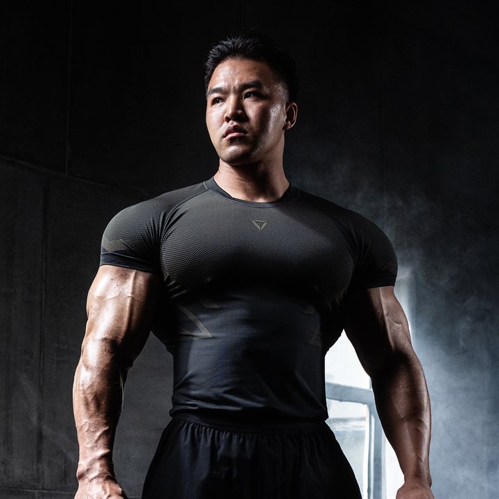 Seamless Geometric Jacquard Muscle-Fit Performance T-Shirt