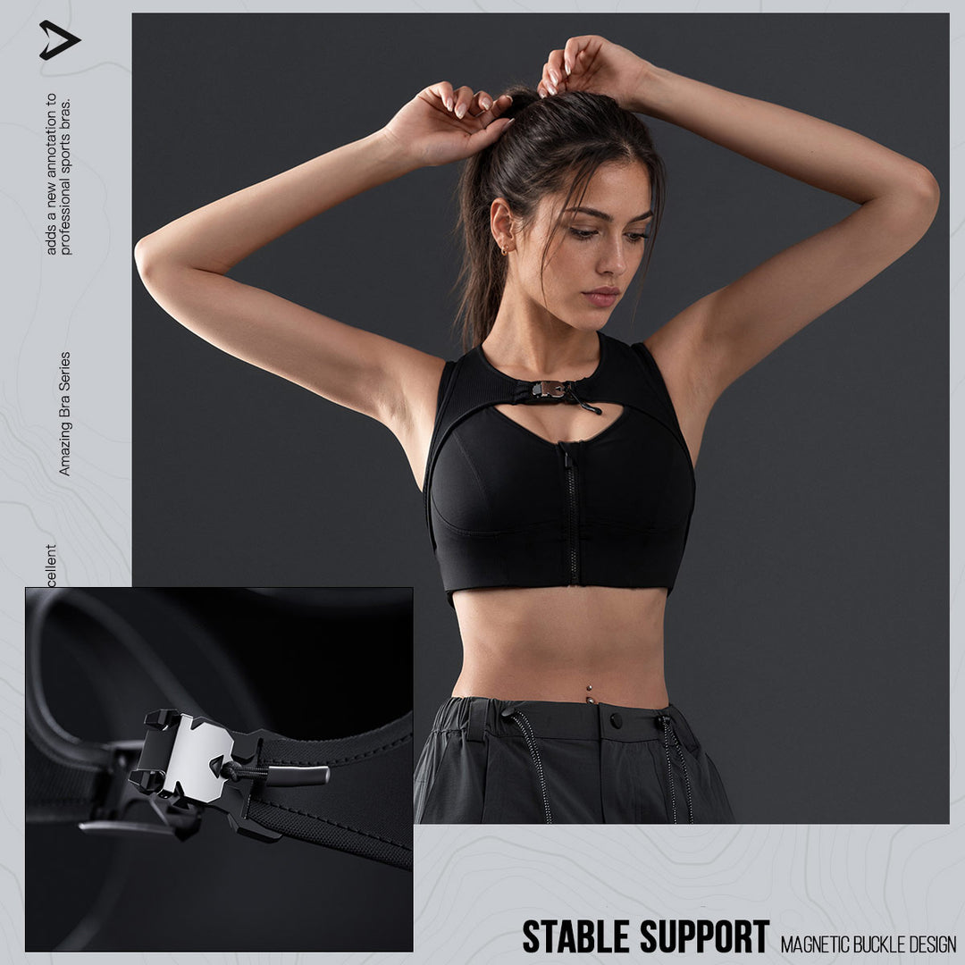 Active Zip-Front Sports Bra【BAW95】